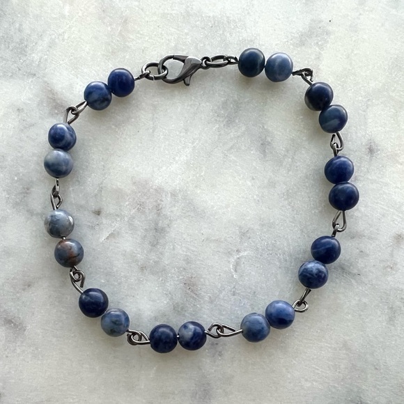 Sodalite Gunmetal Handmade Bracelet - Picture 5 of 6